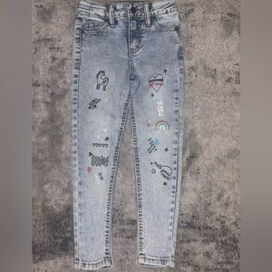 Toddler girls mid rise, acid wash jeans